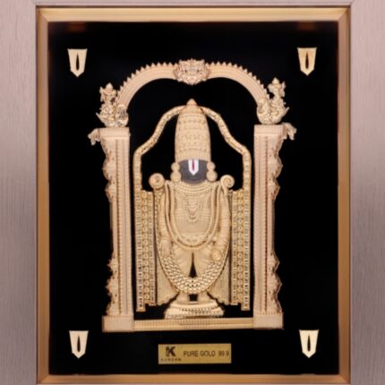 24K Handmade Lord Tirupati Gold Frame – Sacred Grace in Pure Gold