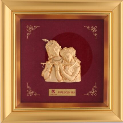24K Handmade Radha Krishna Gold Frames – Divine & Luxurious Art