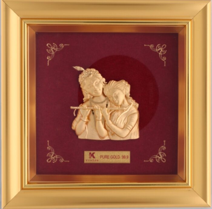 24K Handmade Radha Krishna Gold Frames – Divine & Luxurious Art
