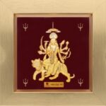 24K Pure Gold Frame for Durga Mata – Handcrafted Divine Artwork
