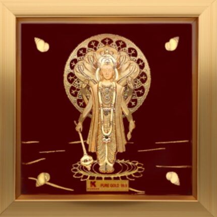 24K Pure Gold Frame for Lord Vishnu – Handcrafted Divine Masterpiece