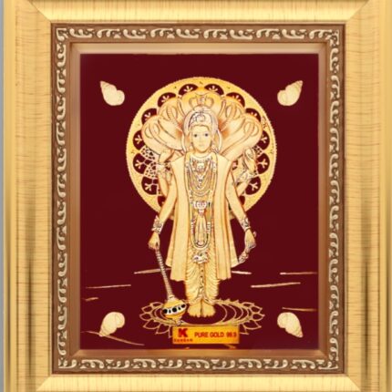 24K Pure Gold Frame for Lord Vishnu – Handcrafted Divine Art