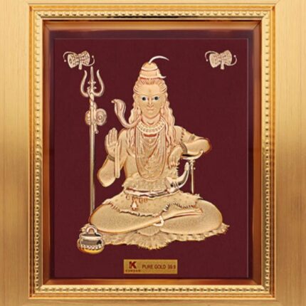24K Pure Gold Frame for Lord Shiva – Exquisite Handcrafted Devotional Art