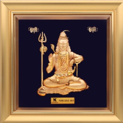 24K Pure Gold Lord Shiva Frame – Exquisite Spiritual Artwork