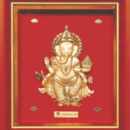 24K Pure Gold Lord Ganesha Frame – Auspicious Wall Décor