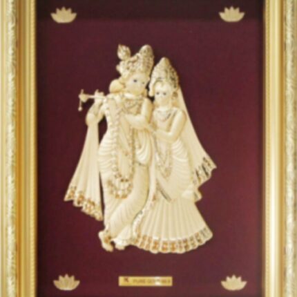 24K Pure Gold Radha Krishna Frame – Eternal Love Wall Décor