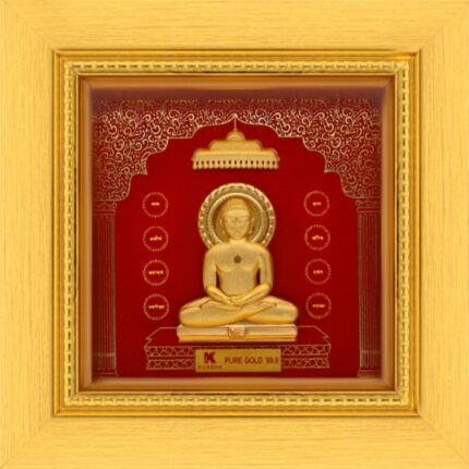 24K Pure Gold Jain Tirthankara Frame – Divine Wall Décor