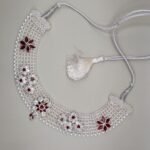 Royal 925 Silver Chatai Necklace Set with Red Beads & Stone Floral Design