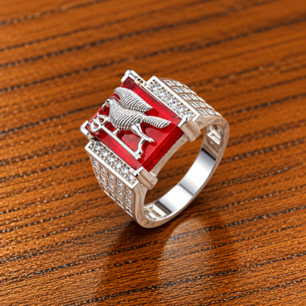 Pure Silver Bird Trishul Ring