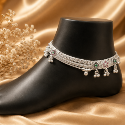 Elegant Pure Silver Dulhan Payal with Multi-Layer
