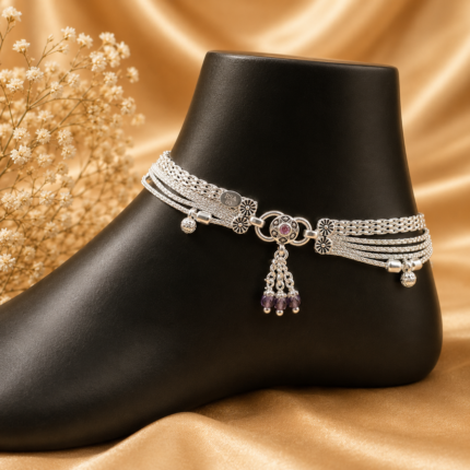 Elegant Pure Silver Dulhan Payal with Multi-Layer