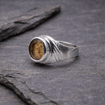 Radiant 925 Sterling Silver Ring with Brilliant Faceted Gemstone(On Order)