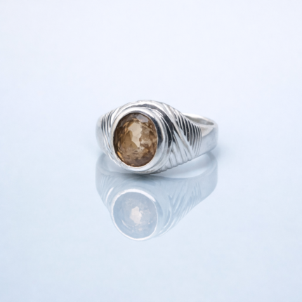 Radiant 925 Sterling Silver Ring with Brilliant Faceted Gemstone(On Order)