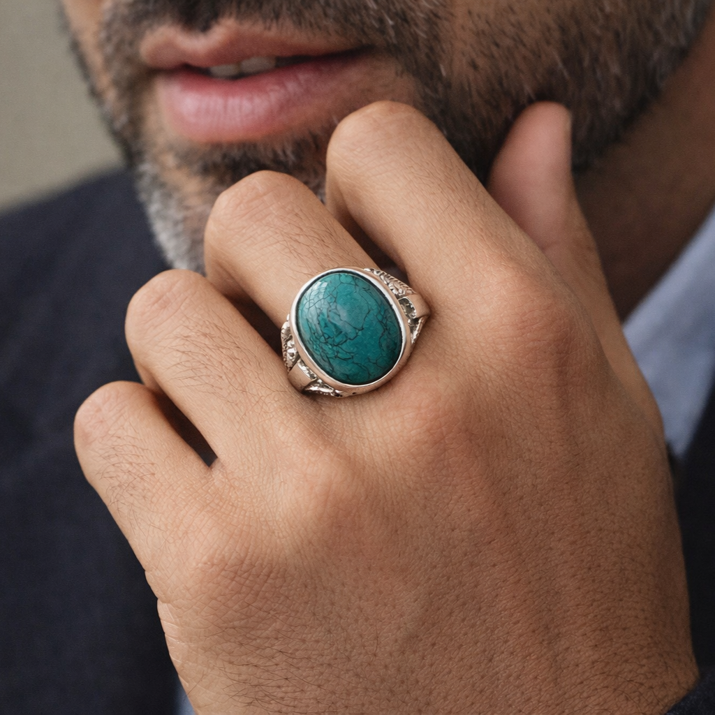 ChatGPT Image Jan 13, 2026, 11_37_31 AM 925 Silver Ring with Oval Turquoise Stone – Elegant and Powerful(On Order)