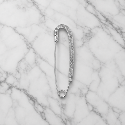 Elegant Pure Silver Crystal Saree Pin