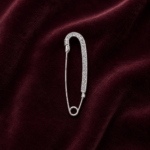 Elegant Pure Silver Crystal Saree Pin