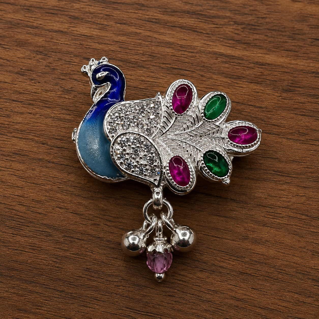 ChatGPT Image Sep 1, 2026, 05_52_00 PM Pure Silver Peacock Saree Pin – Colorful Enamel & Stone Work