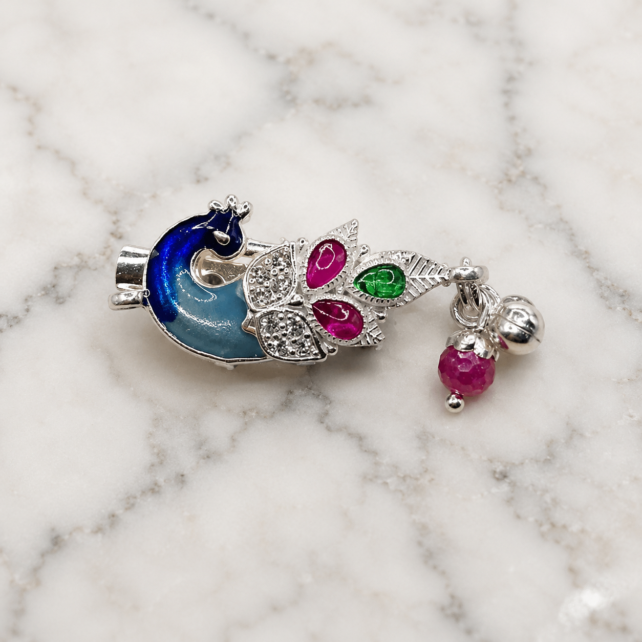 ChatGPT Image Sep 1, 2026, 06_00_34 PM Pure Silver Peacock Saree Pin – Colorful Enamel & Stone Work