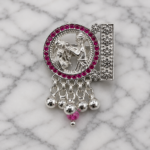 Pure Silver Radha Krishna Saree Pin – Divine Traditional Elegance