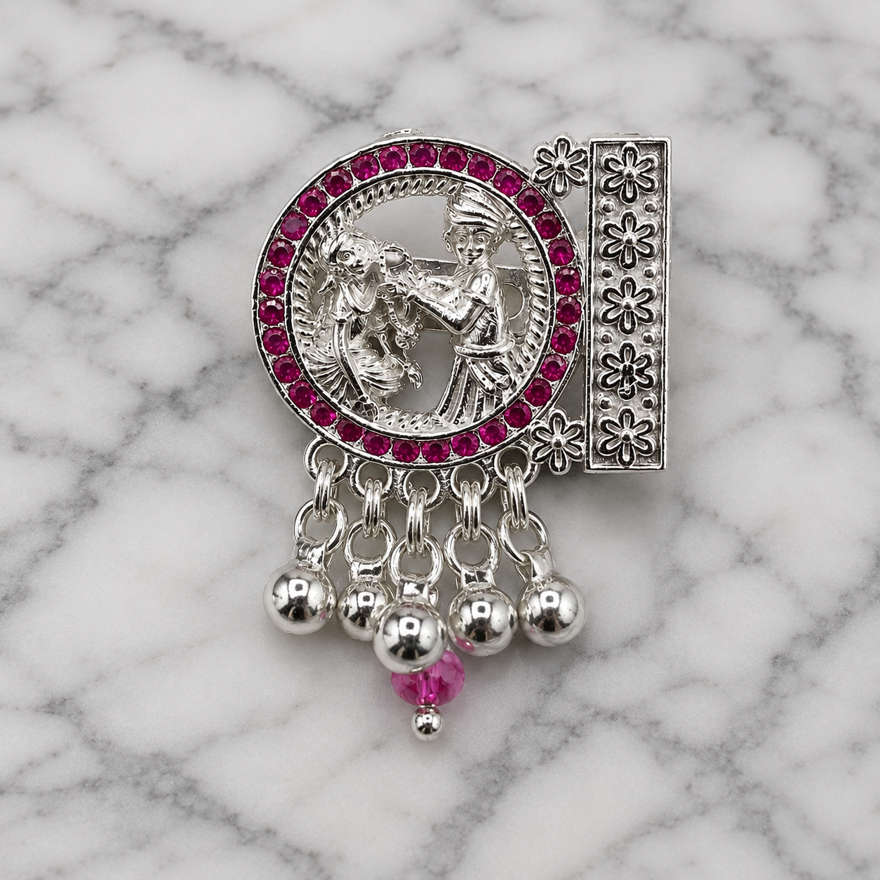 ChatGPT Image Sep 1, 2026, 06_29_15 PM Pure Silver Radha Krishna Saree Pin – Divine Traditional Elegance