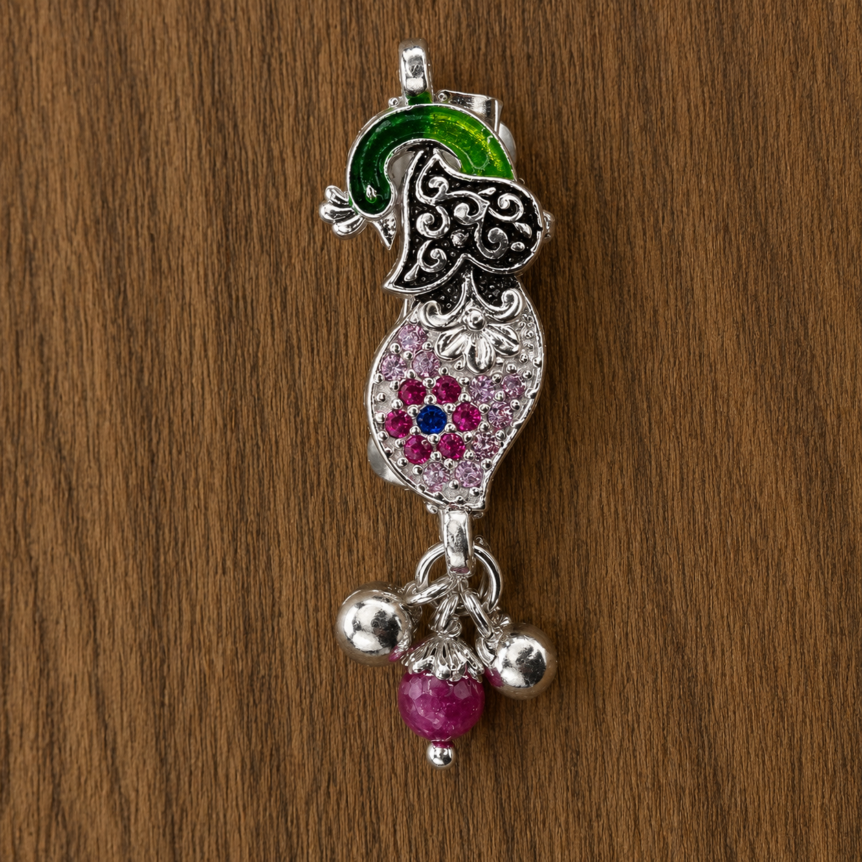 ChatGPT Image Sep 1, 2026, 06_33_20 PM Pure Silver Peacock Saree Pin – Premium Colorful Detailing