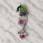 Pure Silver Peacock Saree Pin – Premium Colorful Detailing