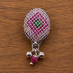 Pure Silver Saree Pin – Colorful Diamond Cut Design
