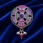Pure Silver Saree Pin – Colorful Diamond Stone Sparkle