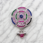 Pure Silver Saree Pin – Colorful Diamond Stone Sparkle