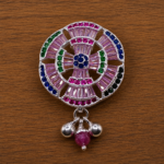 Pure Silver Saree Pin – Colorful Diamond Stone Sparkle