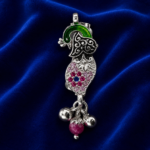 Pure Silver Peacock Saree Pin – Premium Colorful Detailing