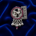 Pure Silver Radha Krishna Saree Pin – Divine Traditional Elegance