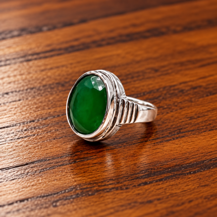 Elegant 925 Silver Ring with Green Onyx Gemstone(On Order)
