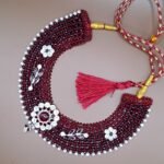 Elegant Red Silver Chatai Work Necklace – Pearl Edging & CZ Detailing