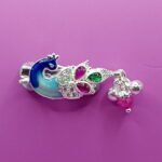 Fine Silver Peacock Saree Pin – Colorful Enamel & Stone Work