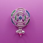 Fine Silver Saree Pin – Colorful Diamond Stone Sparkle