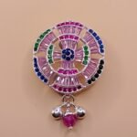 Fine Silver Saree Pin – Colorful Diamond Stone Sparkle