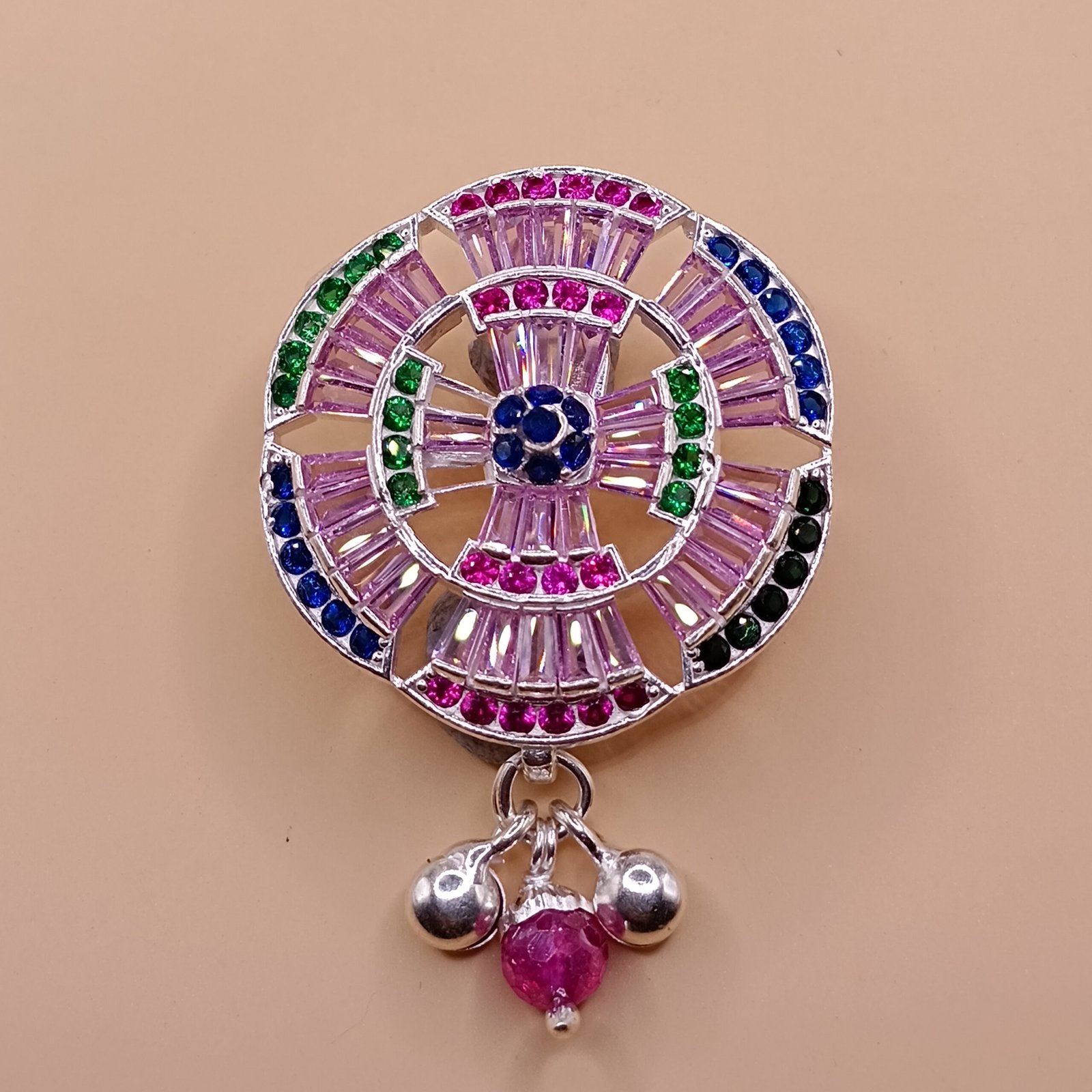 IMG_20251123_174826 Fine Silver Saree Pin – Colorful Diamond Stone Sparkle