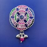 Fine Silver Saree Pin – Colorful Diamond Stone Sparkle