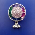Fine Silver Saree Pin – Colorful Diamond Stone Design