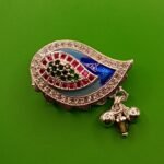 Fine Silver Saree Pin – Colorful Enamel & Stone Work