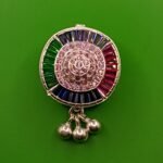 Fine Silver Saree Pin – Colorful Diamond Stone Design