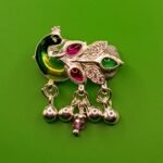 Fine Silver Peacock Saree Pin – Vibrant Enamel & Stone Detailing