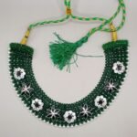 925 Silver Green Chatai Necklace Set with Pearl Drops