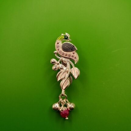 Pure Silver Peacock Elegance Saree Pin