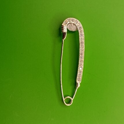. Elegant Pure Silver Crystal Saree Pin