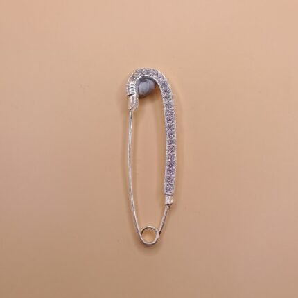 . Elegant Pure Silver Crystal Saree Pin
