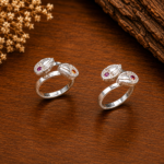 Pure Silver Swirl Stone Toe Ring