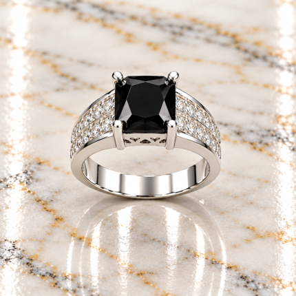 Elegant Pure Silver Ring for Men with Premium Black Stone