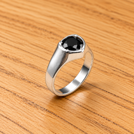 Classic Charm Pure Silver Stone-Studded Ring